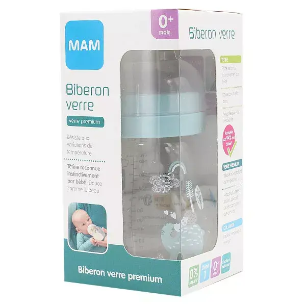 Mamadeira de vidro MAM +0m Urso Ouriço 170ml