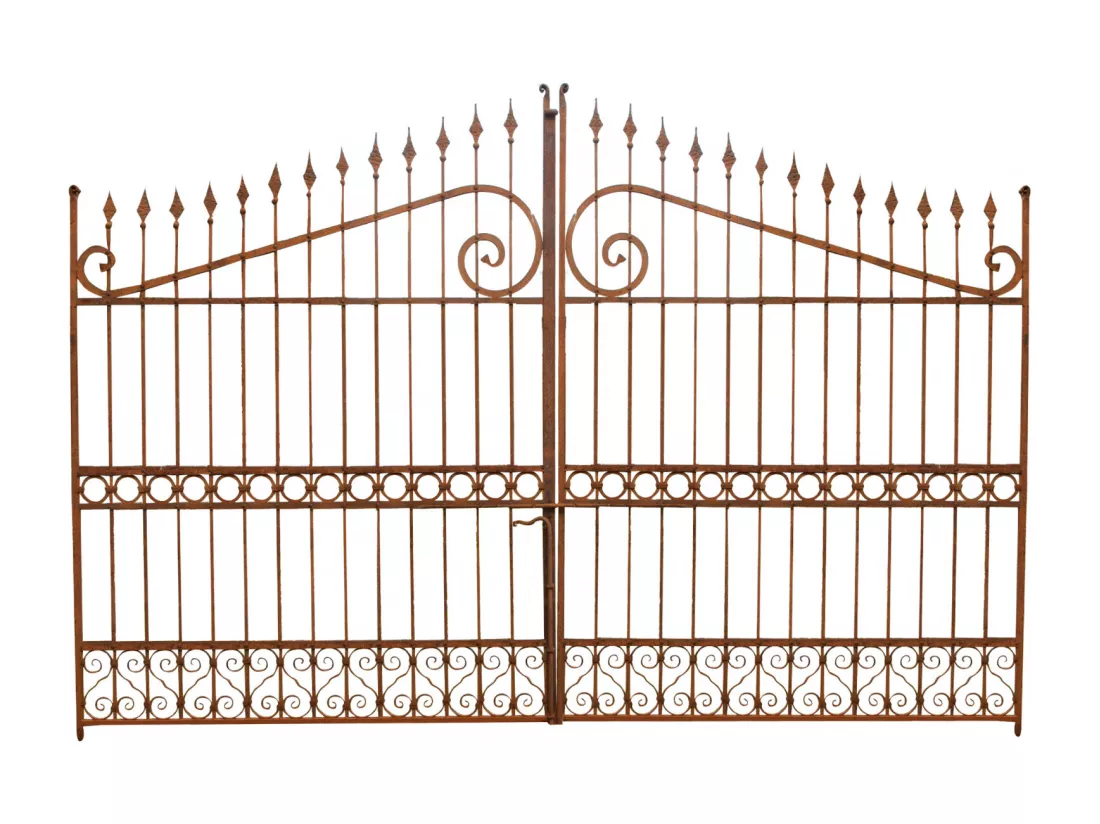 BISCOTTINI Portail - Fer Forgé Finition Antique - Clôture en Fer - Portail en Métal - Porte Décorative - Portail d'Entrée - 402x10x263cm - Une Pièce