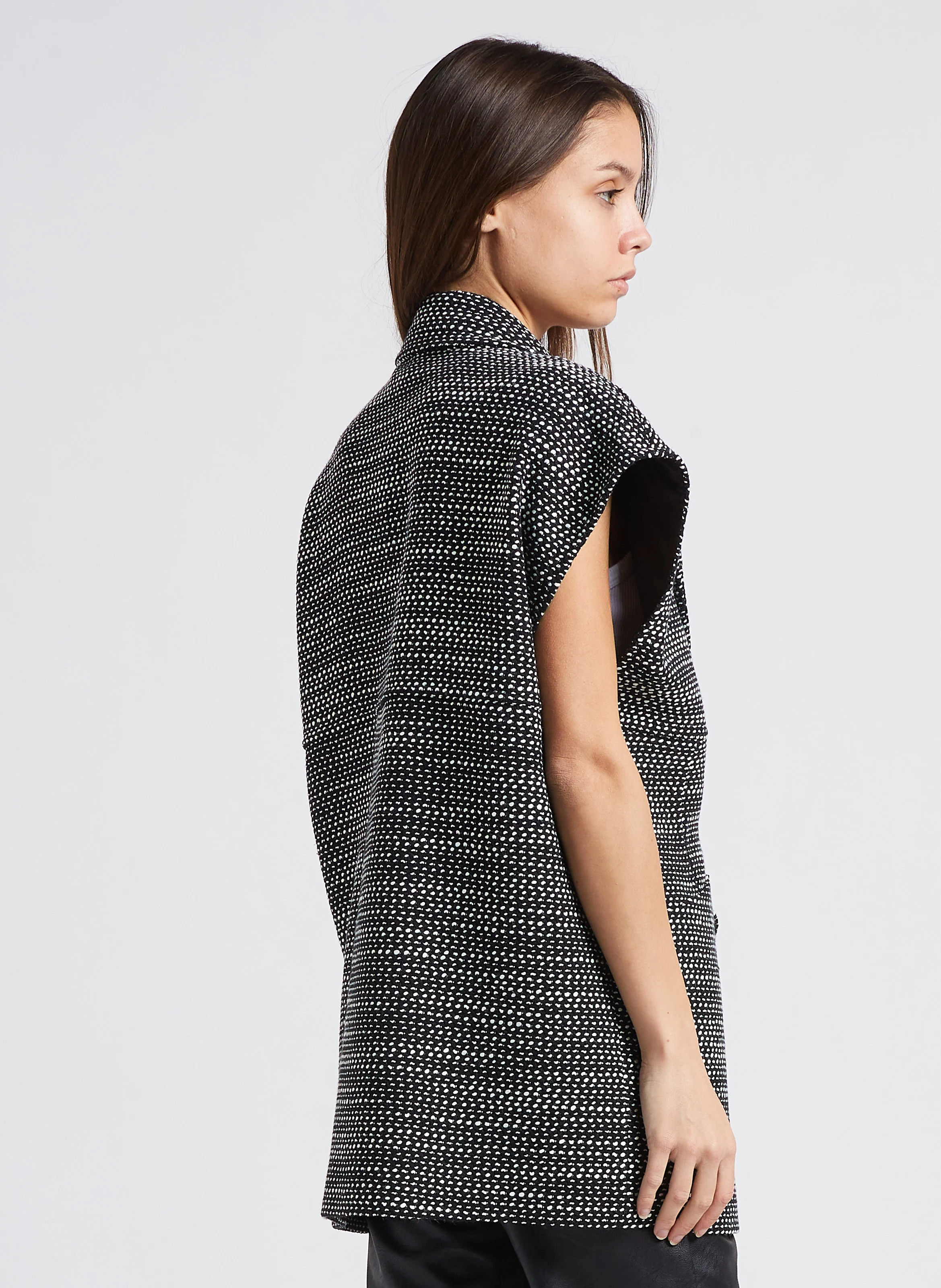 Veste col tailleur en coton mélangé | Noir