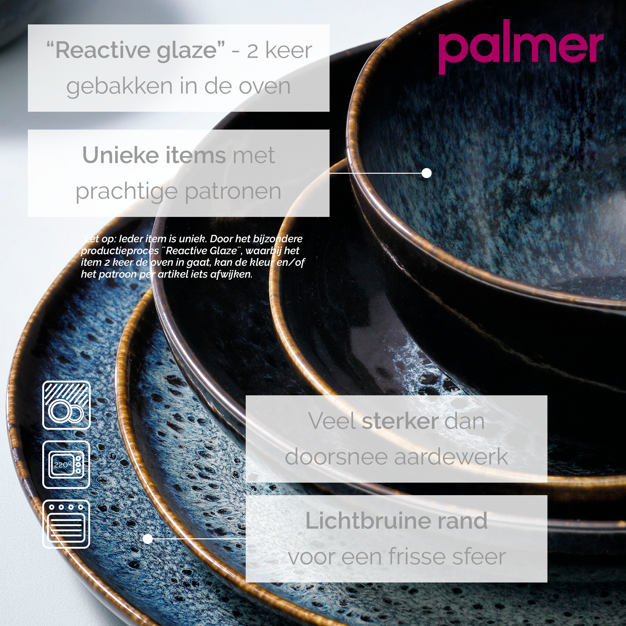 Palmer Serviesset Eccentric Stoneware 6-persoons 24-delig Blauw