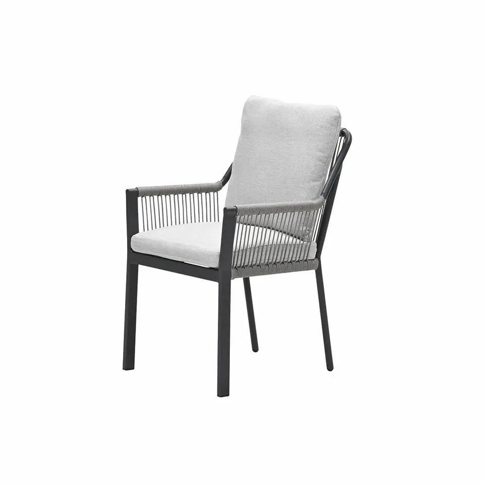Raxa dining fauteuil - carbon black - rope taupe-valley sand