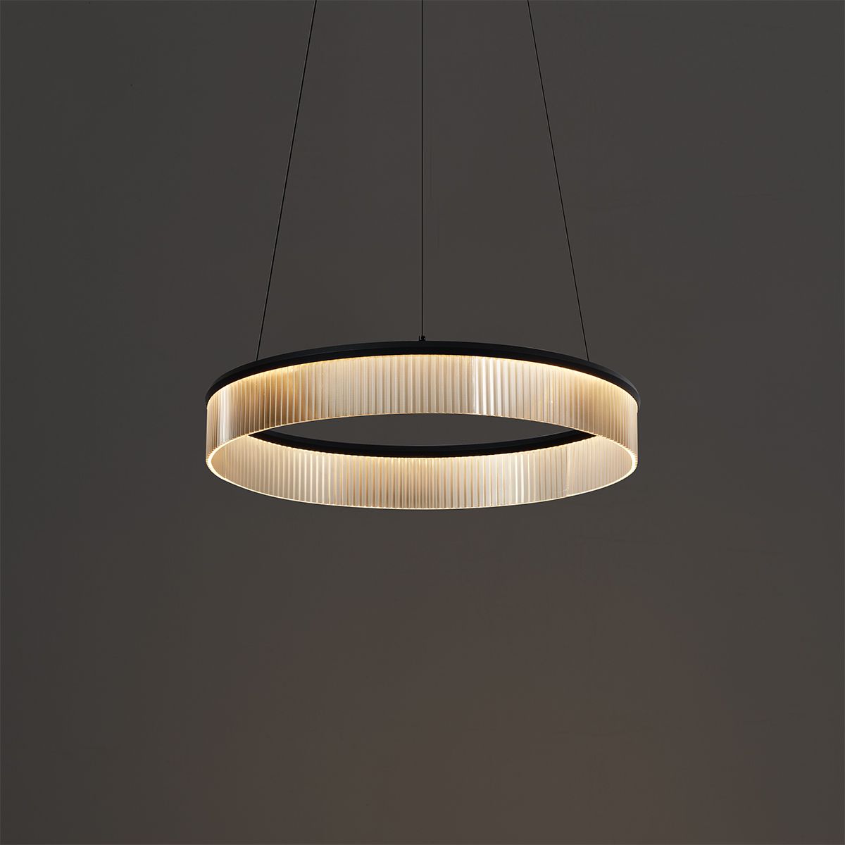 Moderne hanglamp zwart 59cm incl. LED 3-staps dimbaar - Anello Chandelier