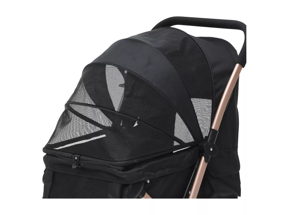 YITAHOME Poussette pour Chien Chat - avec Panier de Rangement - 4 Roulettes - Pliable - Noir