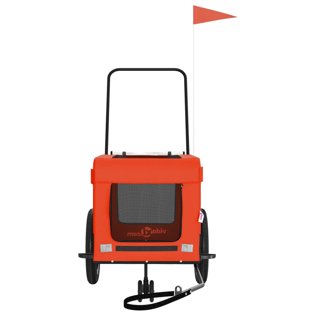 vidaXL Pet Bike Trailer Iron Oxford Cloth Orange Black