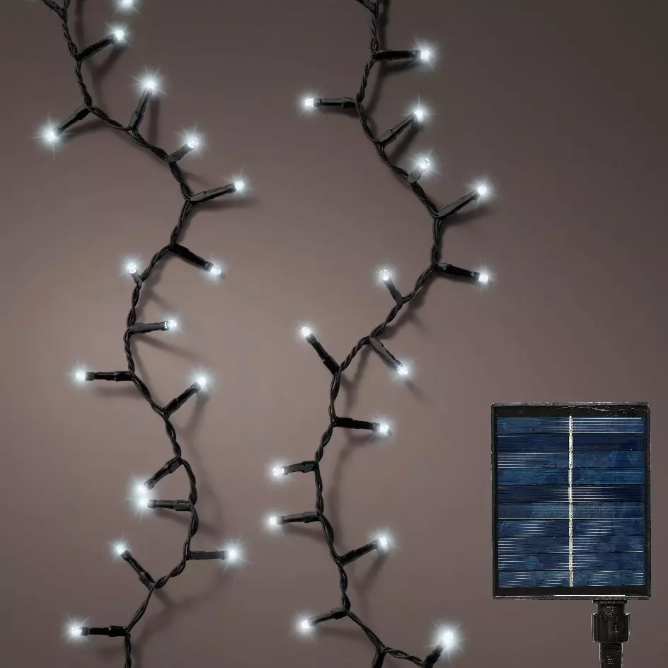 Guirlande lumineuse Solaire 22,50 m 1000 LED câble noir Rechargeable Blanc froid