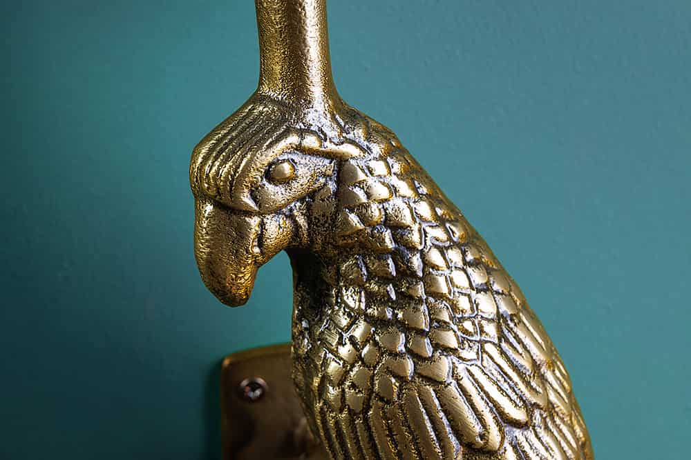 2er Set Wandgarderobe WILDLIFE BIRDS 45cm gold Metall Hammerschlag Design handmade