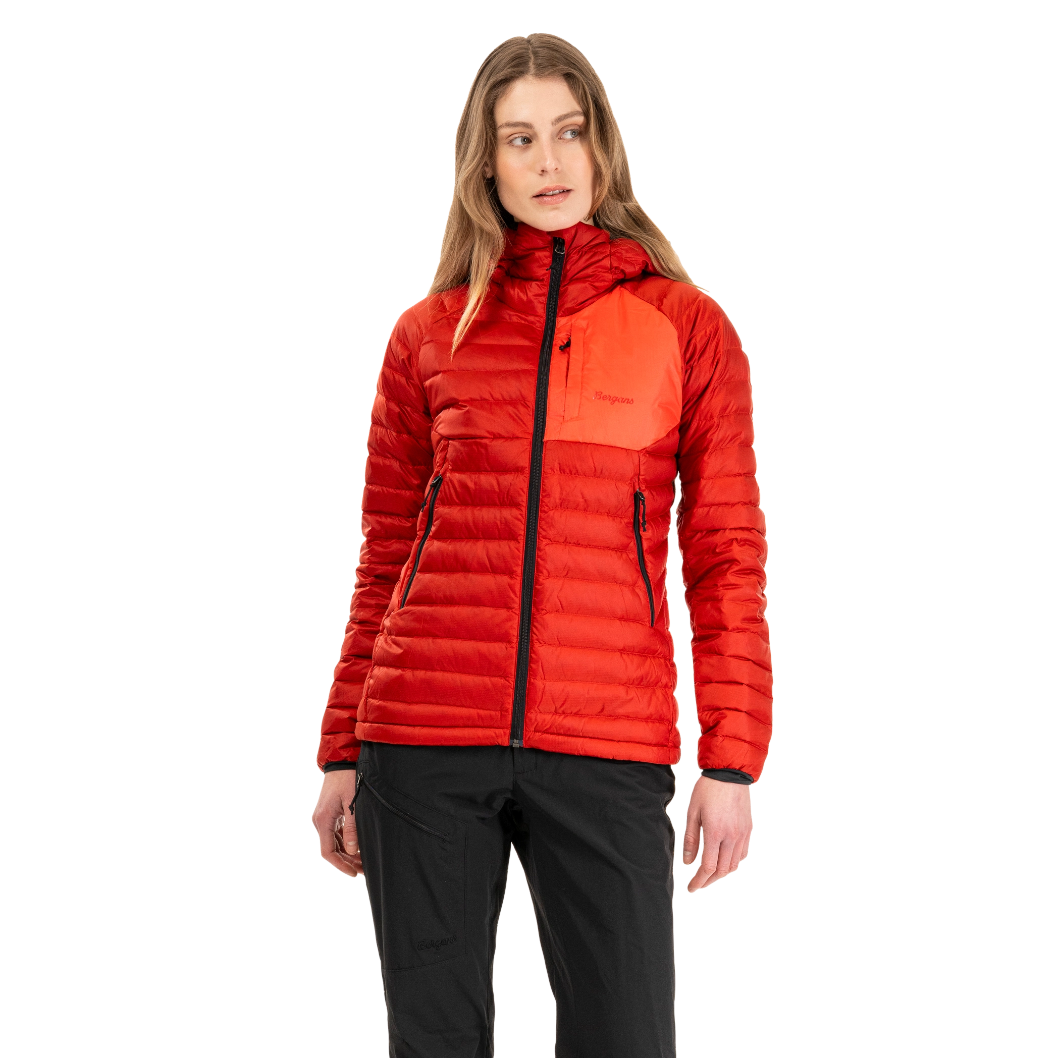 Vaagaa Light Down Jacket Hood Women Crimson Red / Peachy Red