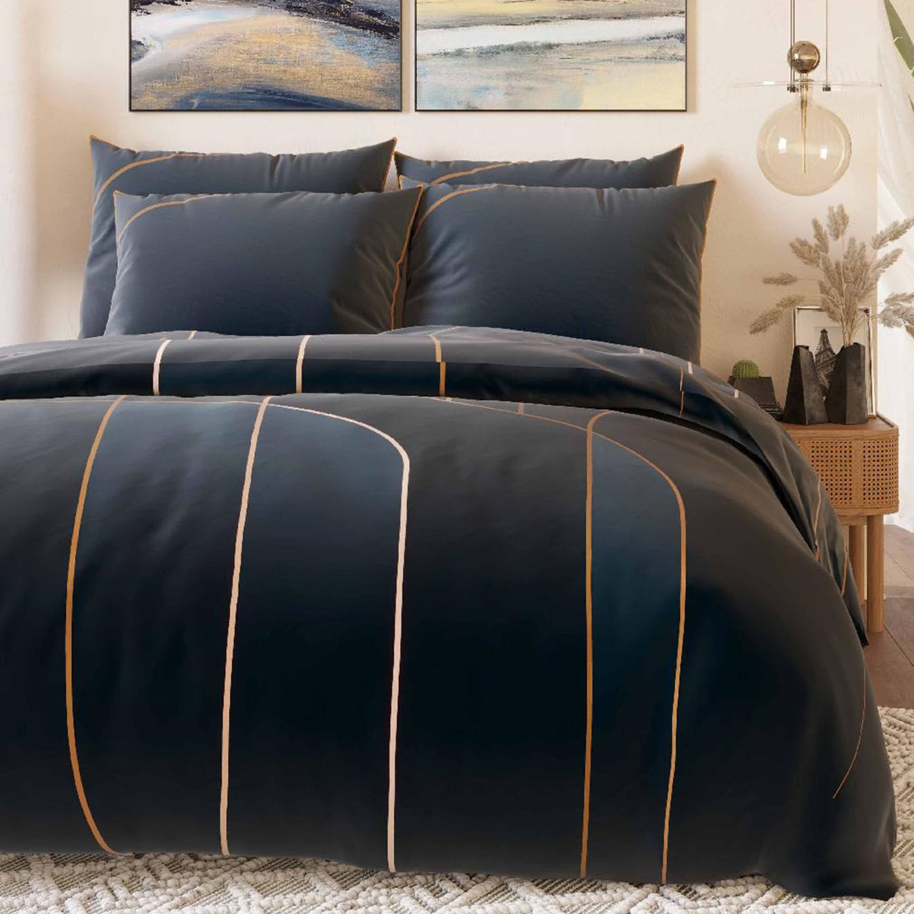 Passion d'Elly Prestige Parure housse de couette Taylor bleue