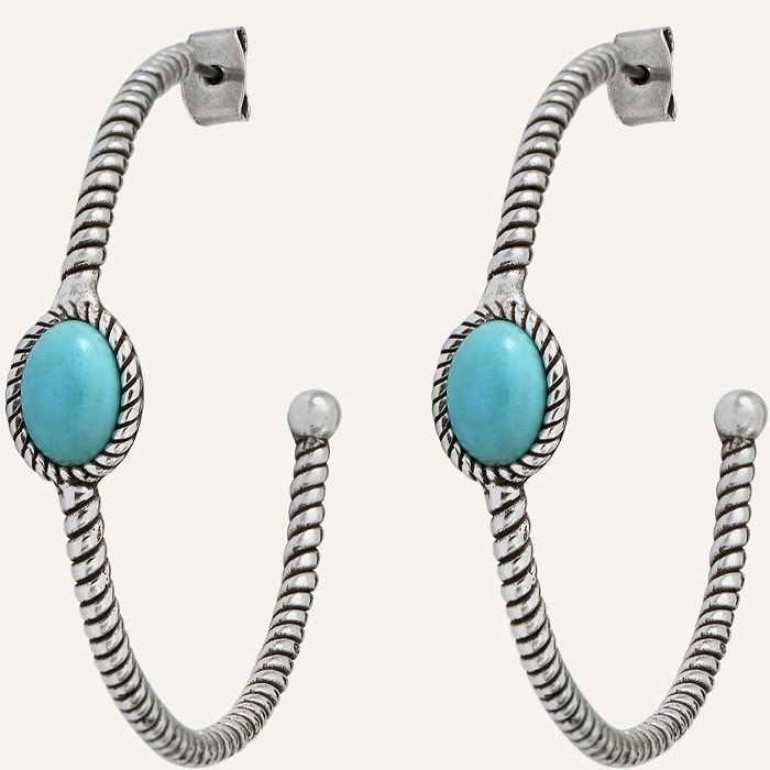 Boucles d'oreilles Arizona - Métal argenté & howlite