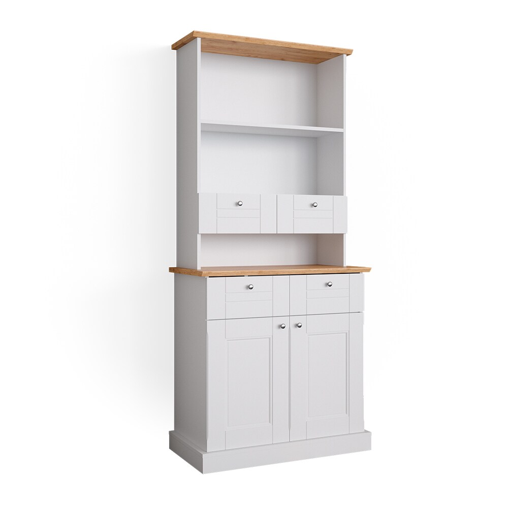 Vicco Küchenvitrine Kommode Küchenregal Bergamo Weiß Eiche Küchen Schrank 83x84 cm Vintage Ablage Schublade Schranktür Anrichte Küchenmöbel