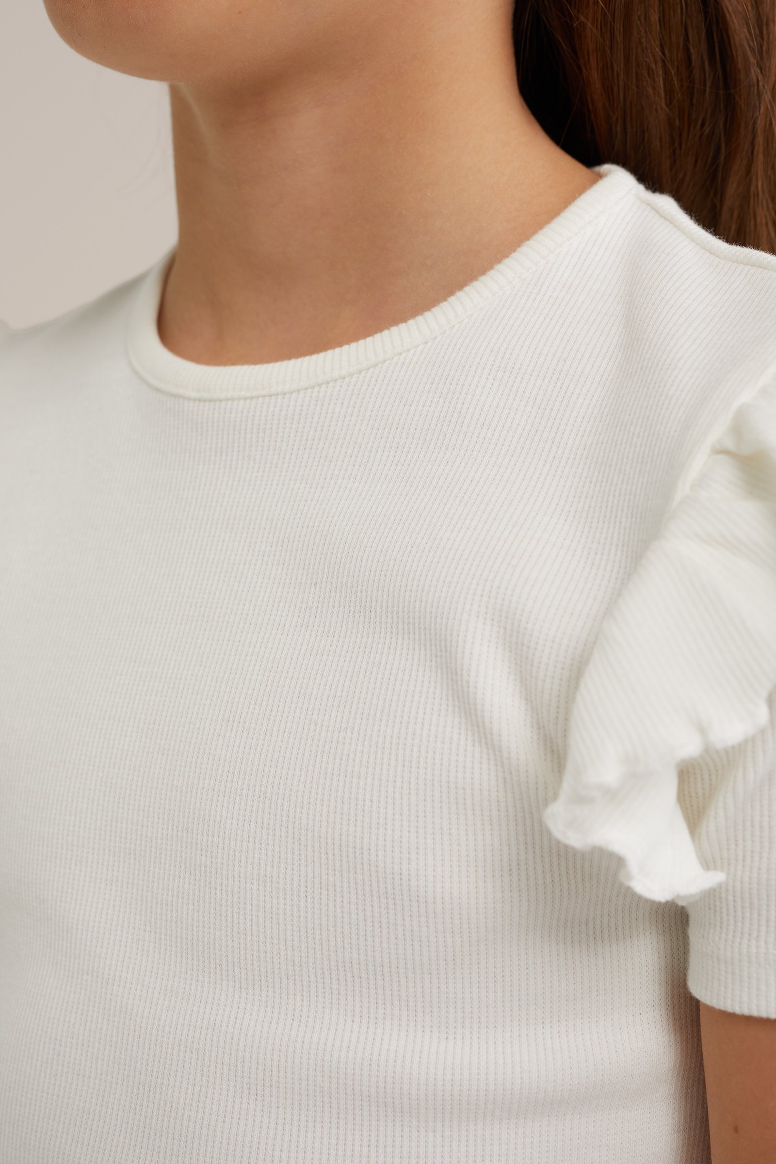 Meisjes T-shirt met ruches WE Fashion Wit