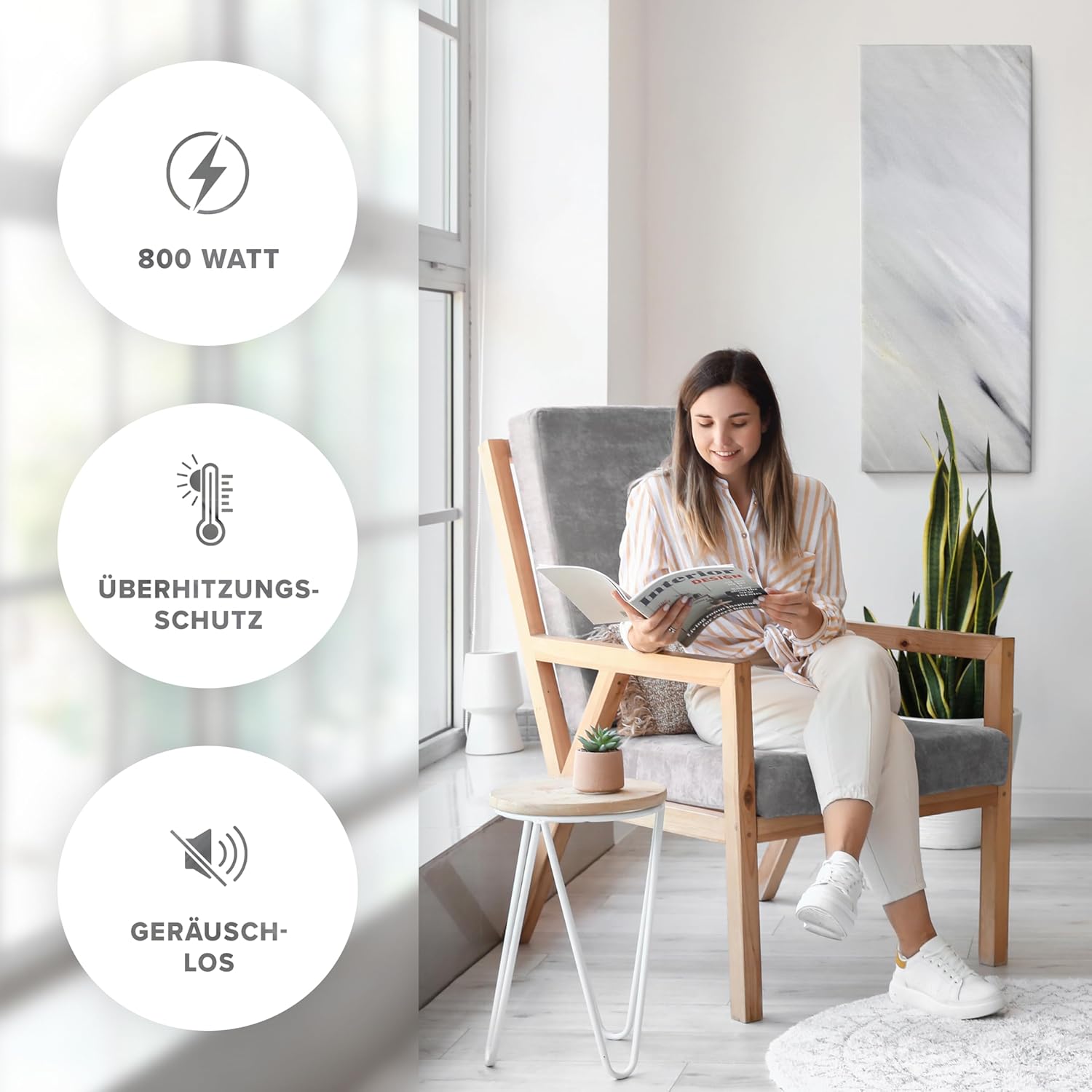 Naturstein Infrarotheizung 800 Watt Bianco – Massive Wandheizung aus echtem Naturstein, energiesparend & leise, inkl. Digitalthermostat, Made in Germany mit 5 Jahren Garantie