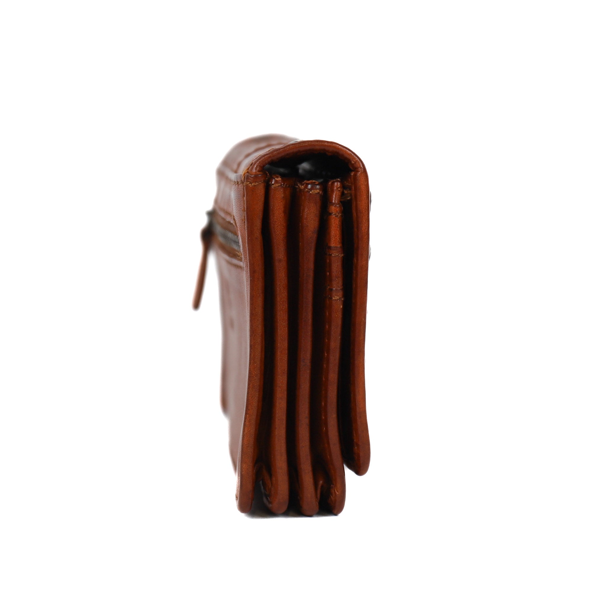 Overslag portemonnee 'Emma' cognac studs Cognac