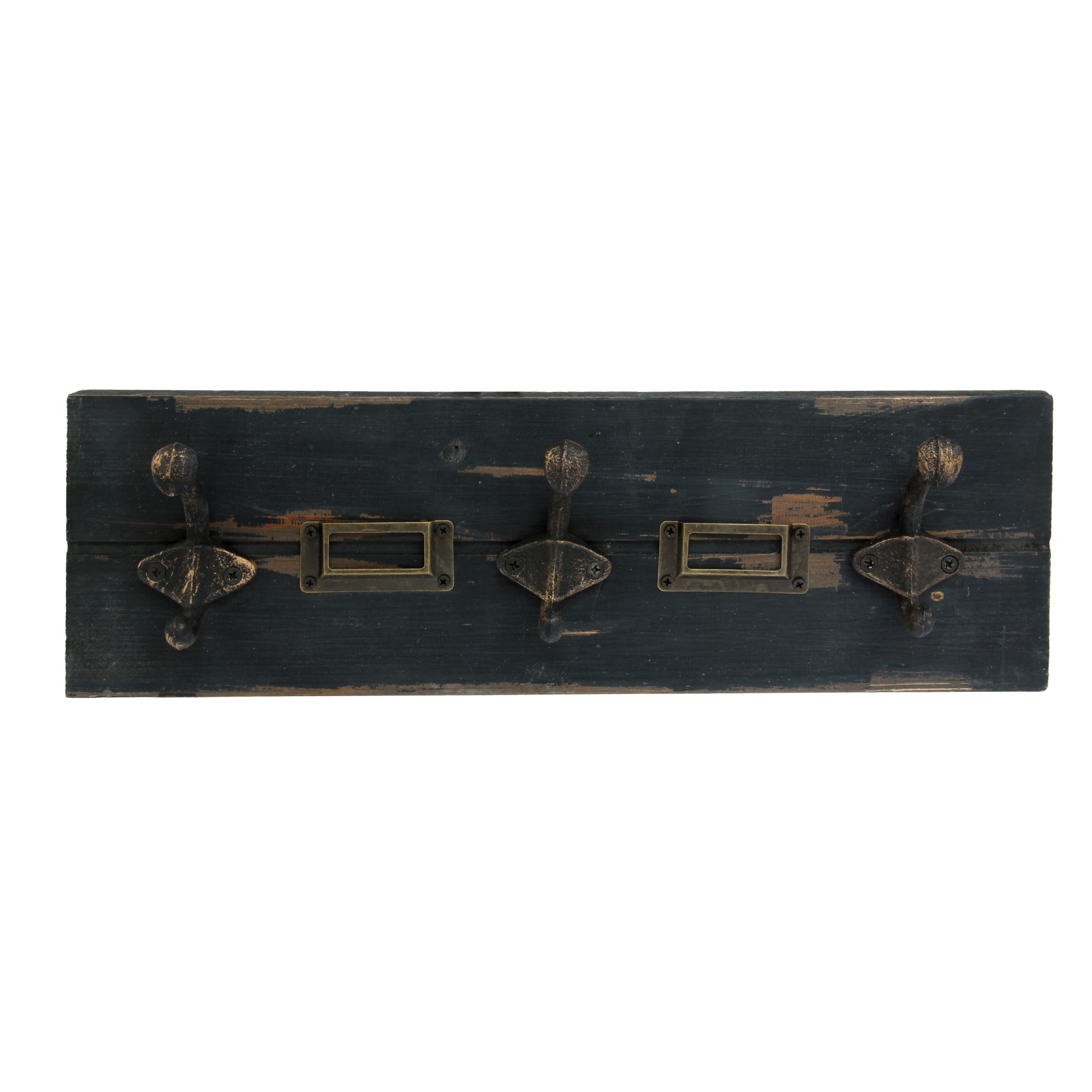 3er Wandhaken, schwarz, T 7 cm, B 40 cm, H 12 cm von fischer's lagerhaus