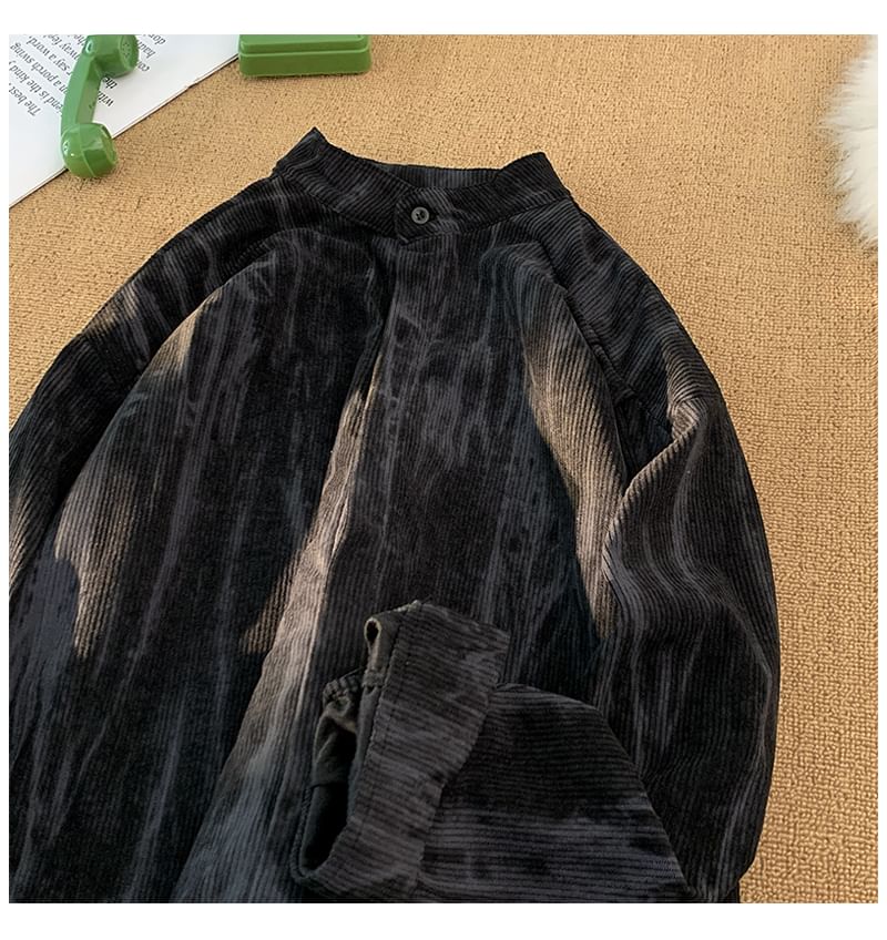 Mimiyox - Corduroy overhemd met lange mouwen, opstaande kraag en tie-dye-knoopsluiting