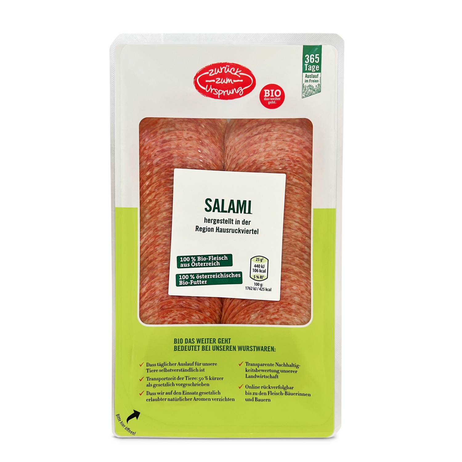 ZURÜCK ZUM URSPRUNG BIO-Spezialaufschnitt, Salami 100 g