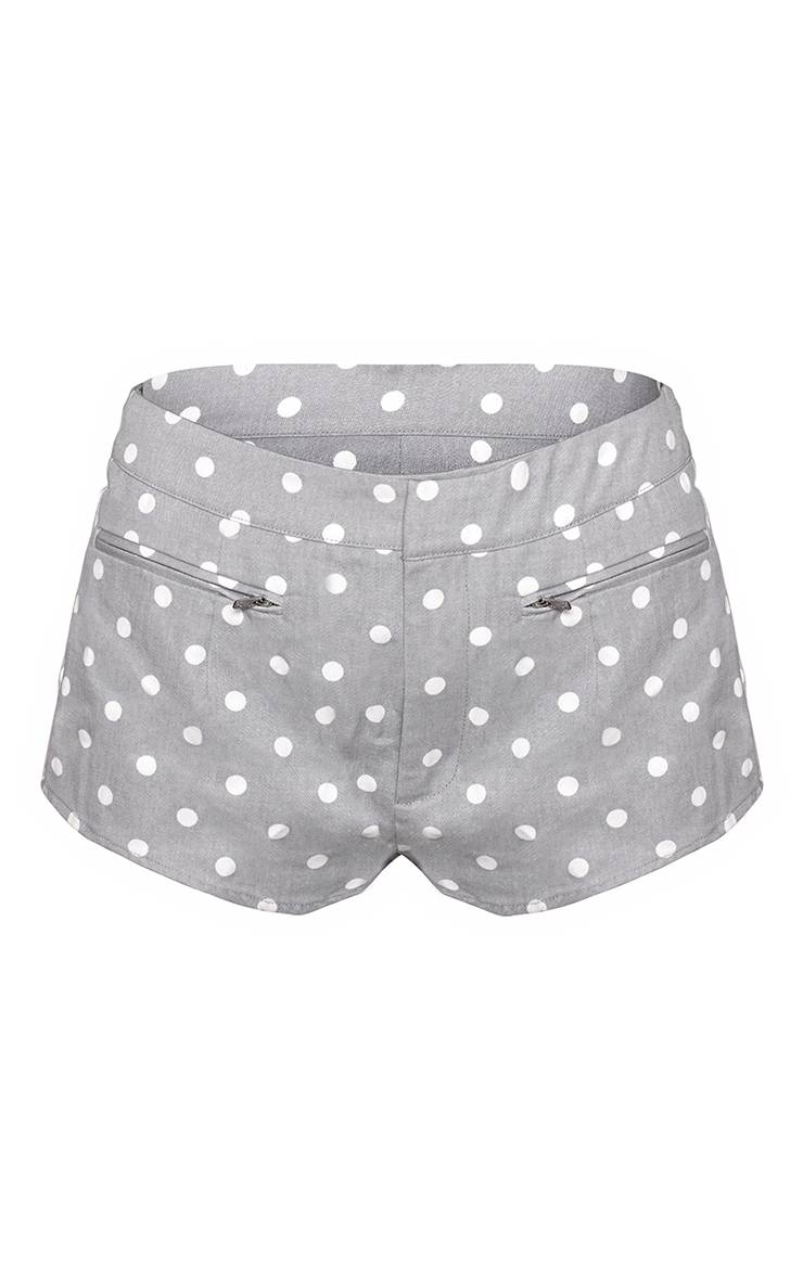 Gris Short Taille Haute À Pois Clair