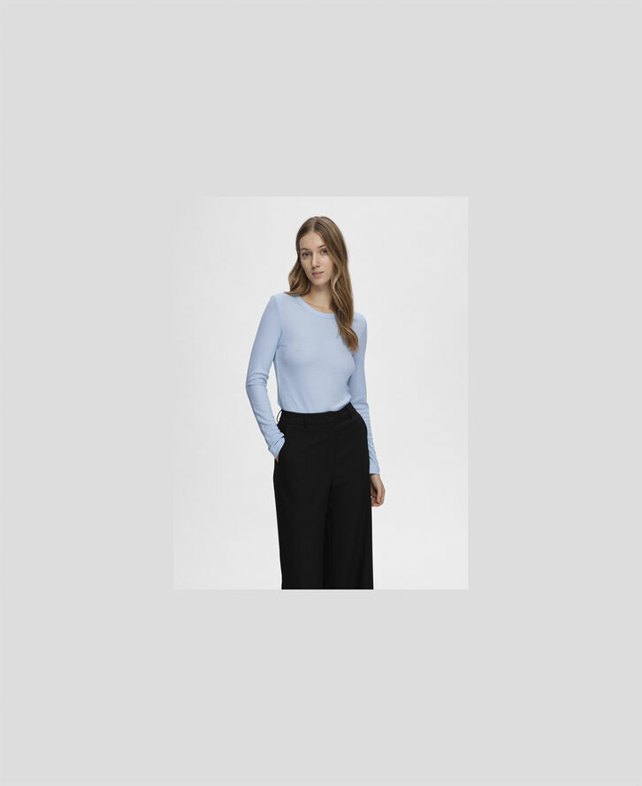 Selected Femme SLFDIANNA LS O-NECK TOP NOOS Blå
