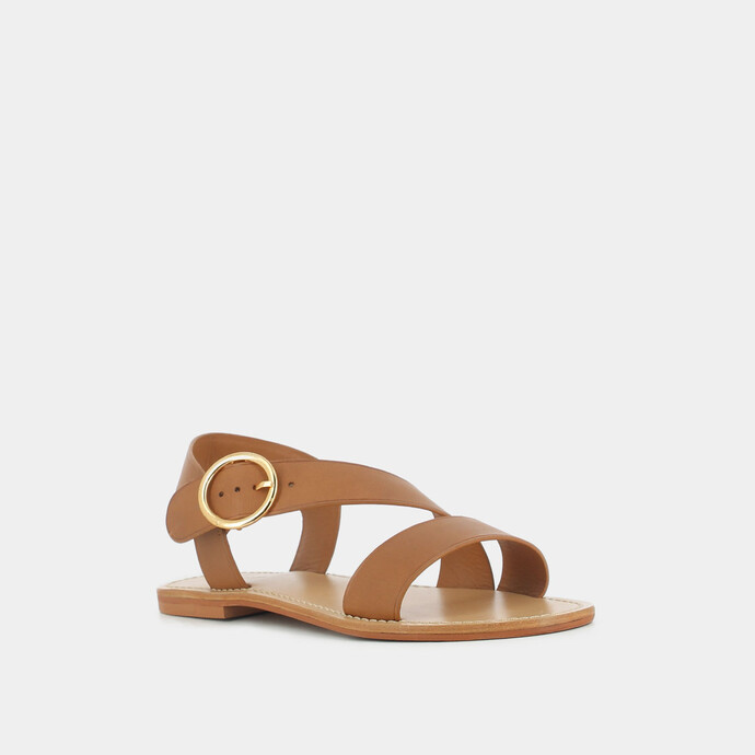 Sandales asymétriques  en cuir camel