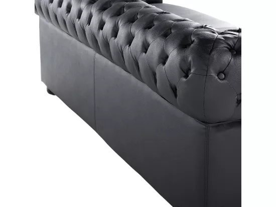 Ensemble canapé et fauteuil en cuir noir 4 places CHESTERFIELD