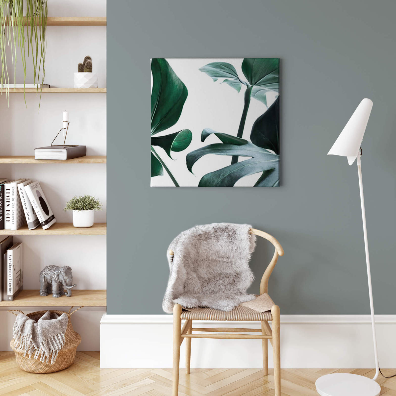 Leinwandbild PALMENBLÄTTER - grün - 50x50 cm