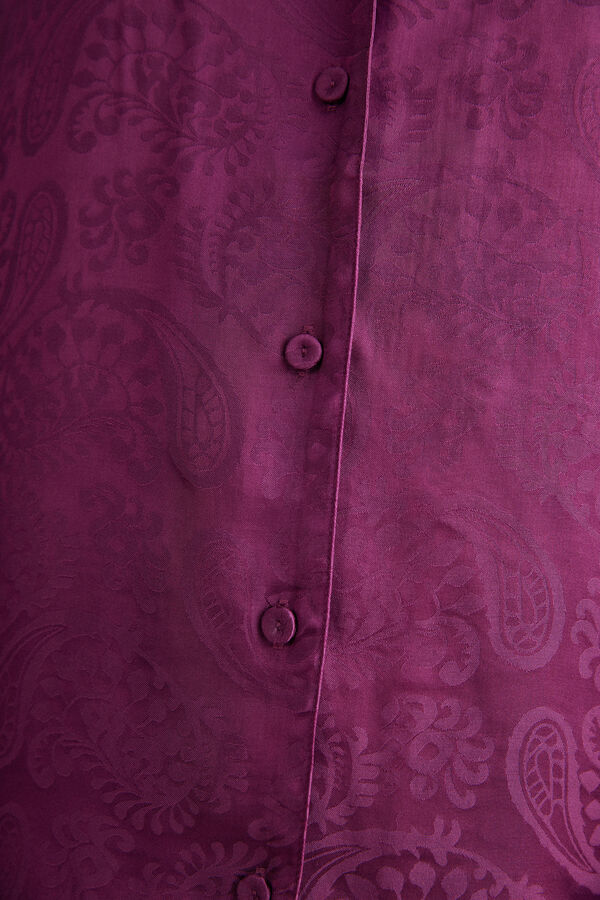 Camiseta de manga comprida em veludo jacquard acetinado com estampa paisley