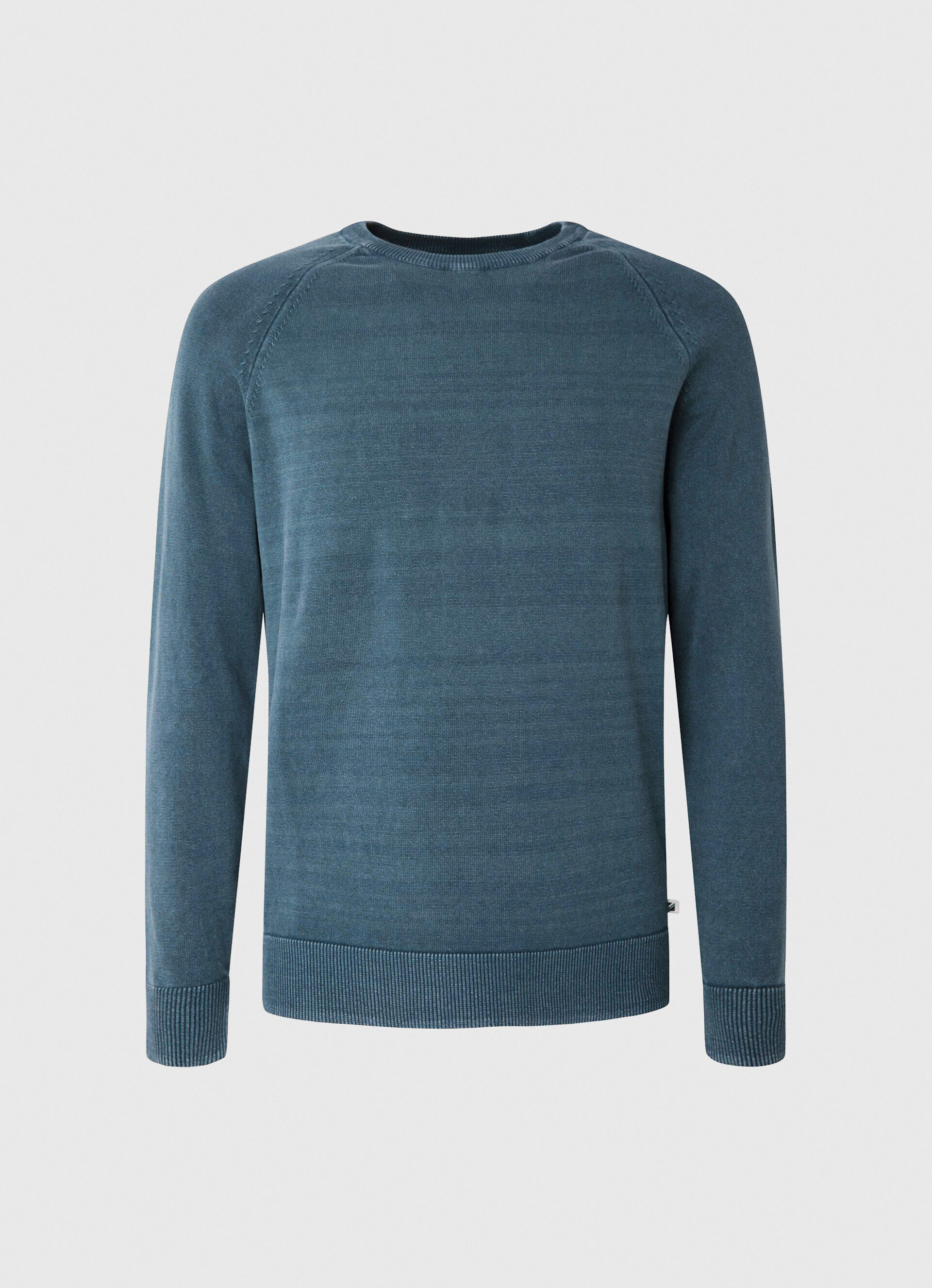 Camisa de malha de algodão com gola redonda - Azul Jarman