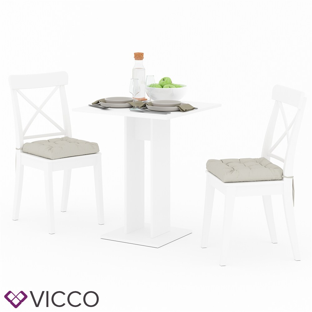 VICCO Esstisch EWERT Küchentisch Esszimmer Tisch Säulentisch weiß 65x65 cm