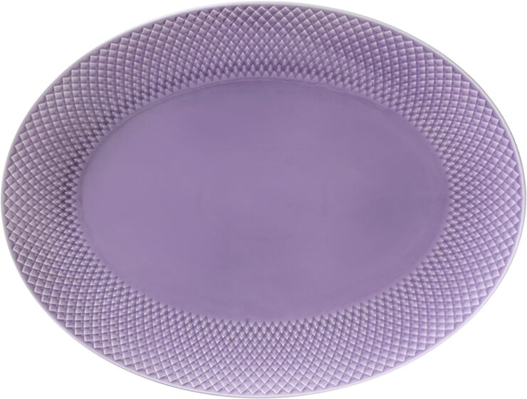 Lyngby Porcelæn Rhombe Ovalt serveringsfad 35x26,5 lys lilla porcelæn Lilla