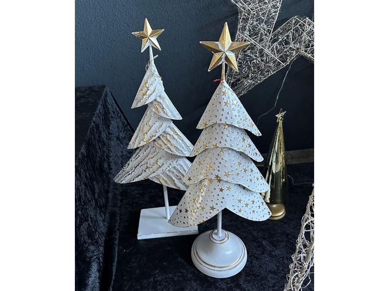 Dameco Weihnachtsfigur Christbaum 12 x 30 x 59 cm, Gold/Wei Weihnachtsbaum