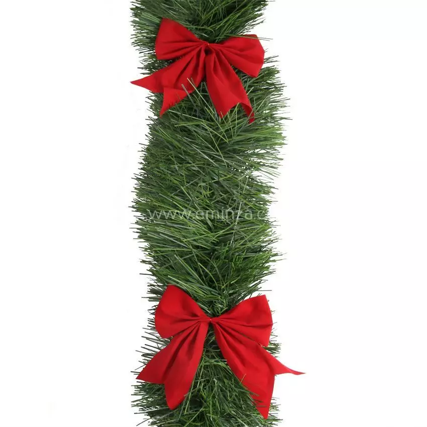 Guirlande de sapin (270 cm) Noeux Rouge