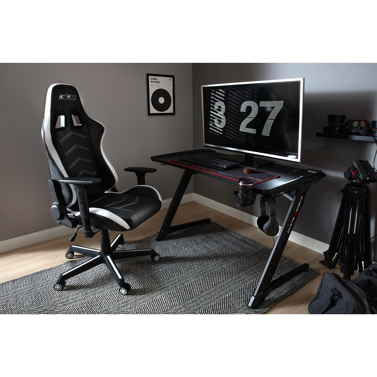 Gaming-Drehstuhl - schwarz - mit LED-Beleuchtung