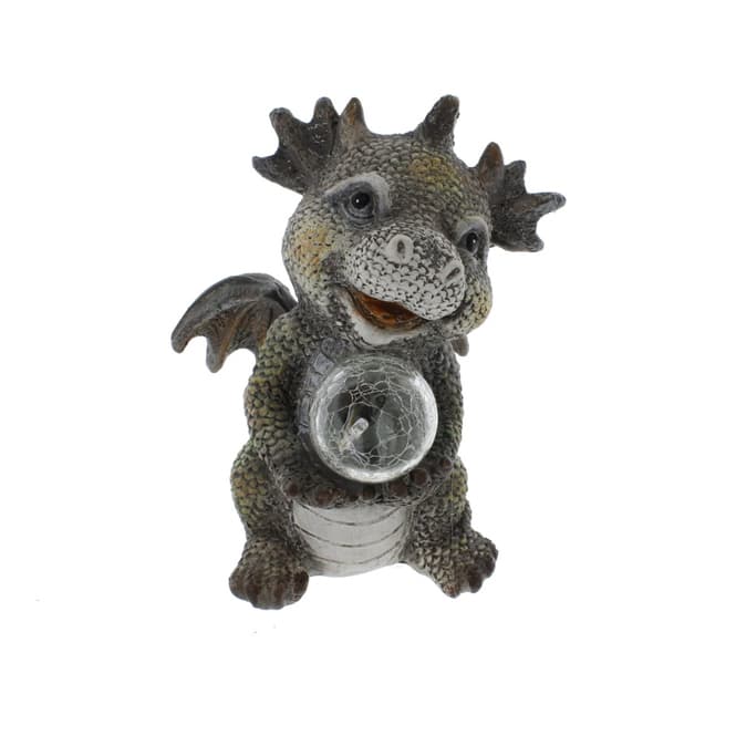 Drache - mit Solar LED Ball - ca. 19,5 x 16 x 25 cm