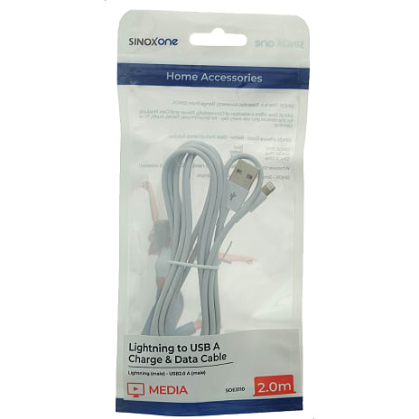Sinox One Lightning kabel 2 meter - hvid