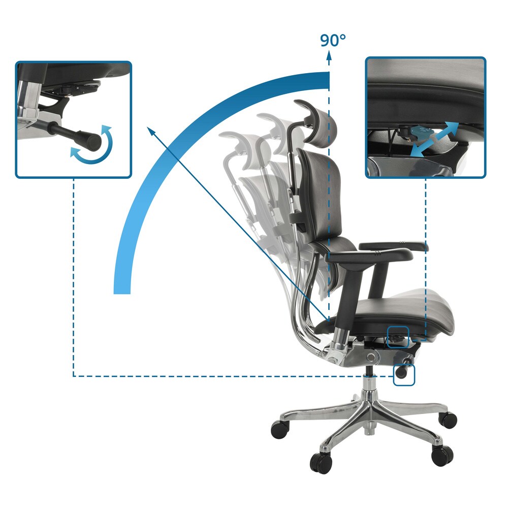 Luxus Chefsessel ERGOHUMAN GEN2 Leder mit Armlehnen (höhenverstellbar) hjh OFFICE