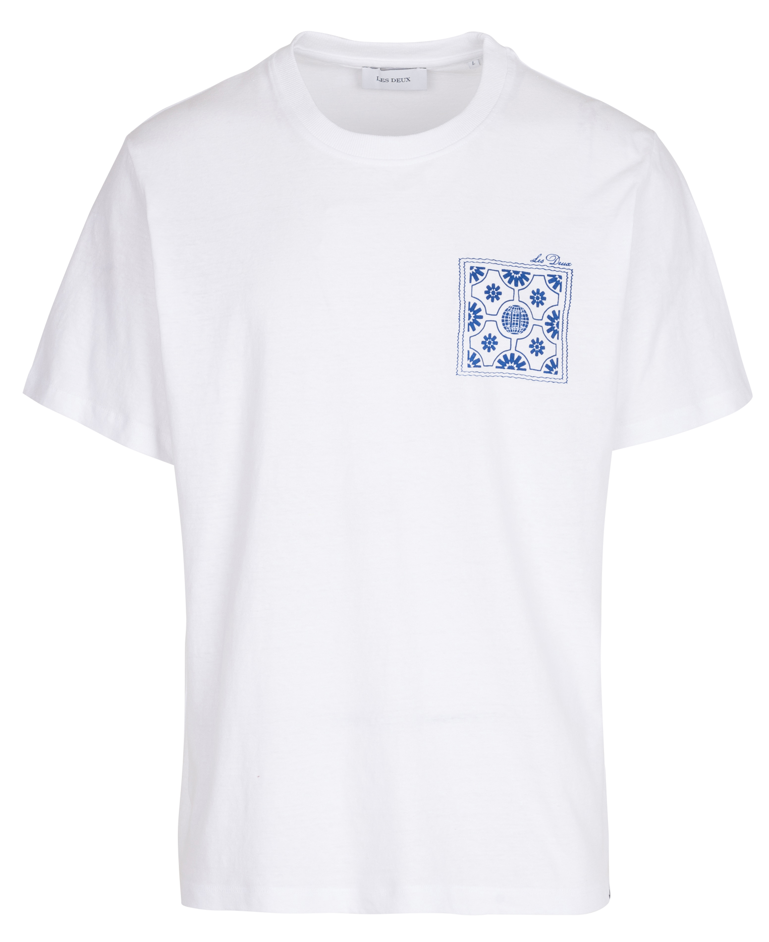 TILE - Tee-shirt col rond en coton et lin | Blanc