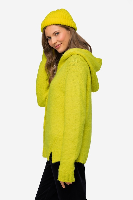 Strickjacke, Kapuze, Raglan-Langarm