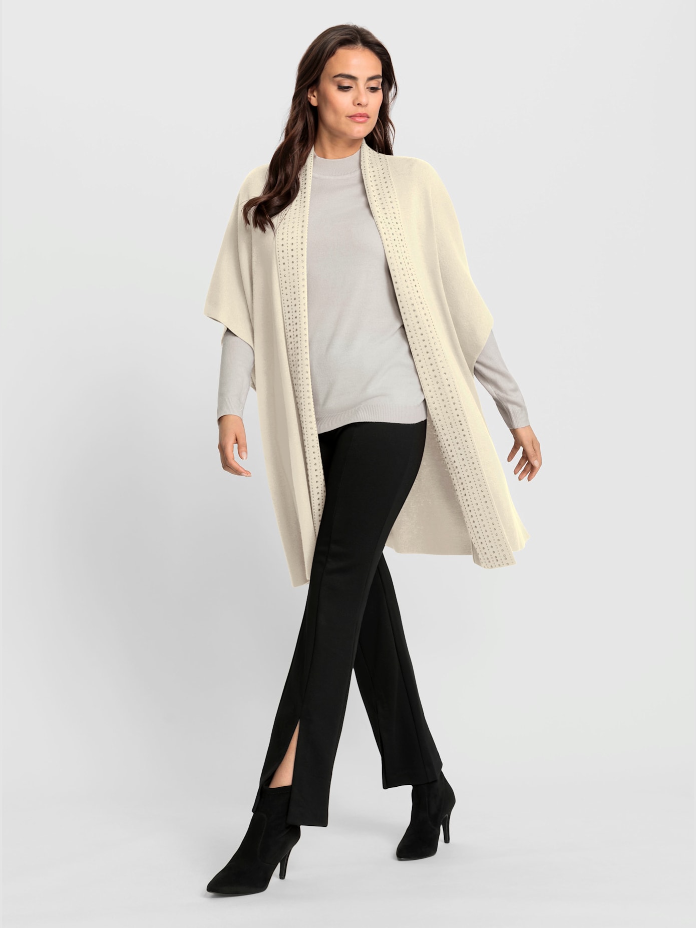 Veste longue en tricot 18% laine