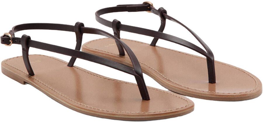 Mango leren sandalen donkerrood