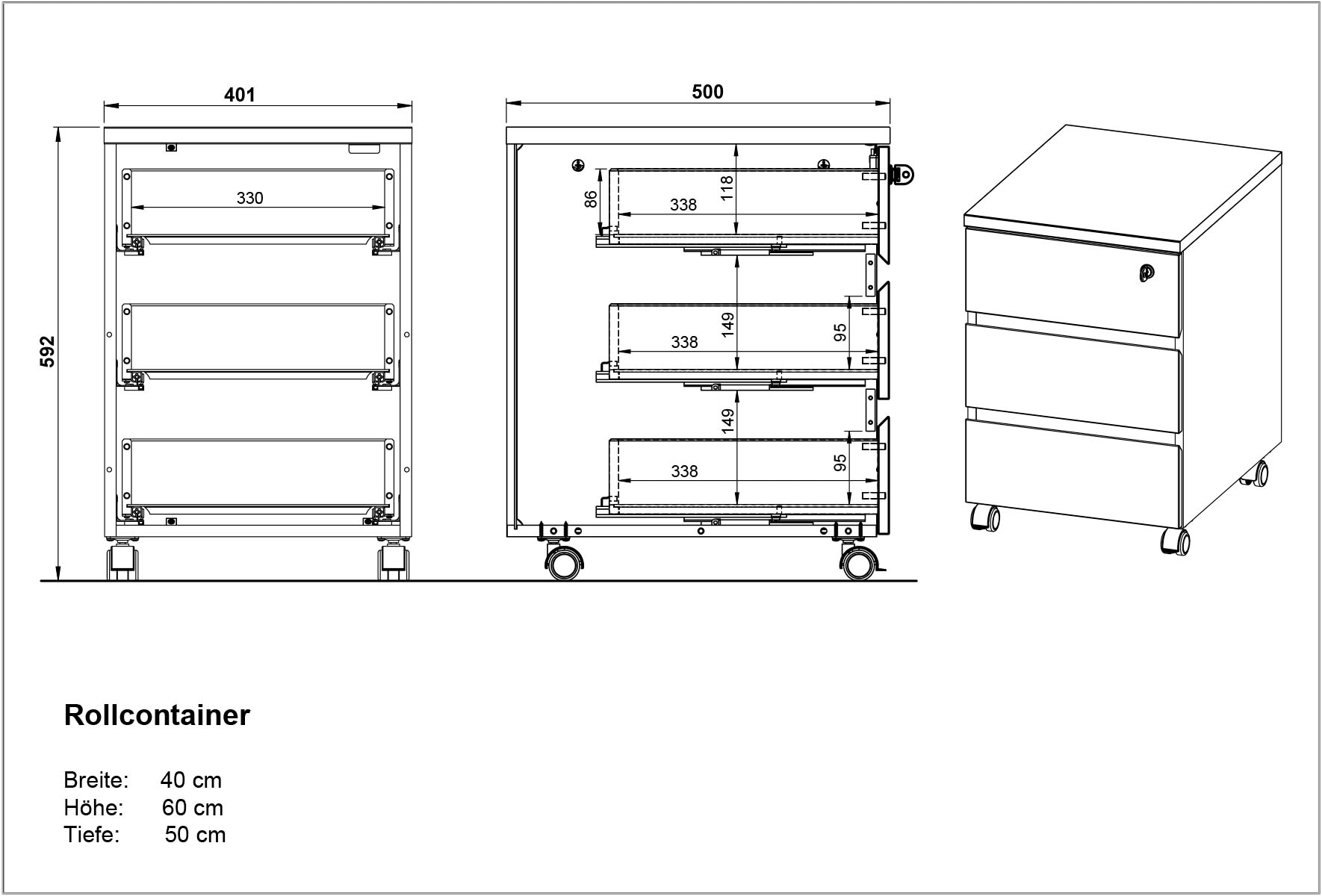 GERMANIA Rollcontainer »GW-Lissabon Rollcontainer« mit abschliessbarer Schublade