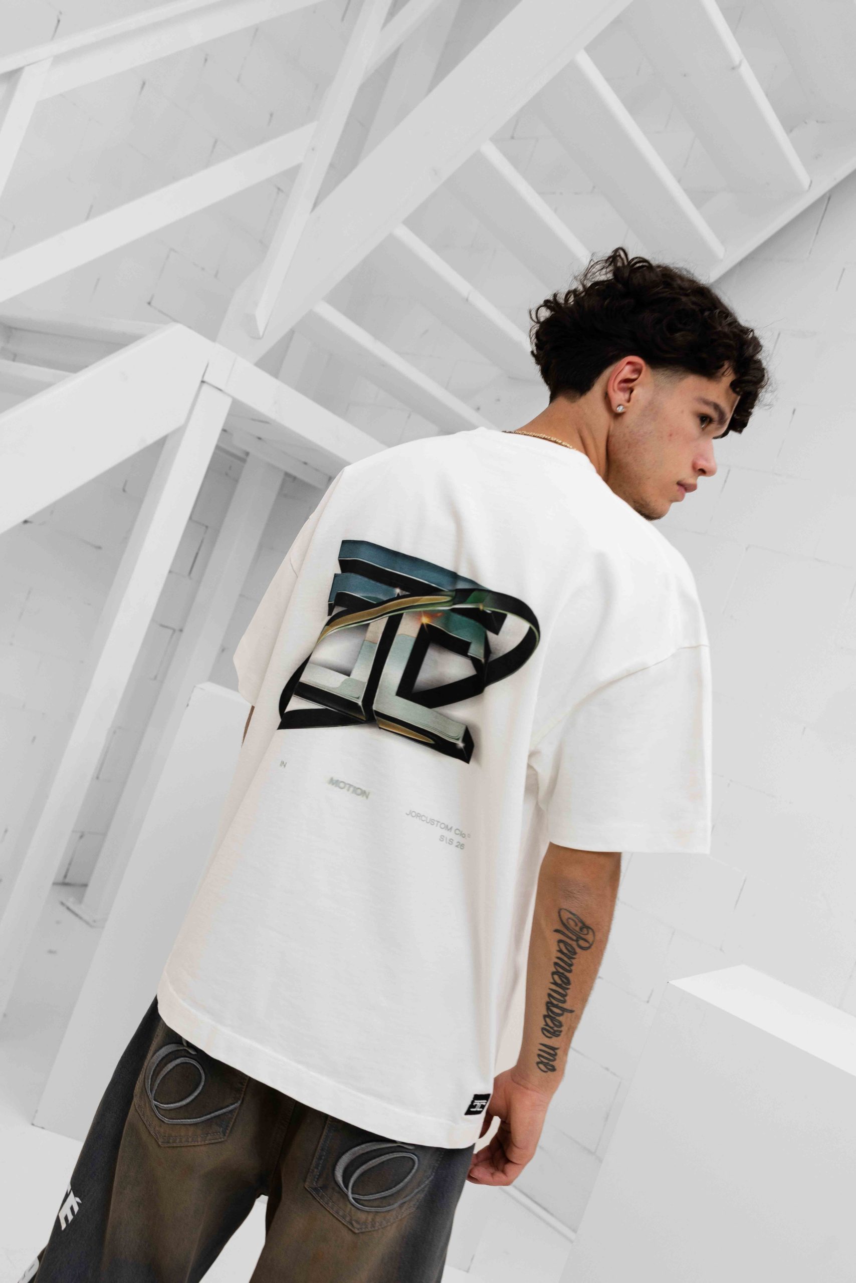 Jorcustom Poetry ln Motion Loose Fit T-Shirt Heren Wit