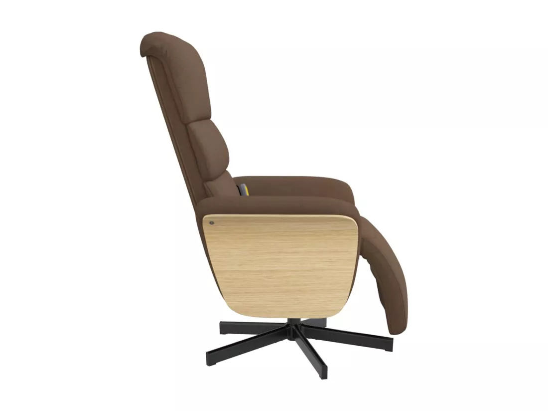 Fauteuil inclinable de massage avec repose-pieds marron tissu