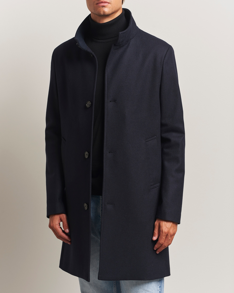 J.Lindeberg Jesse Stand Up Wool Melton Coat Navy