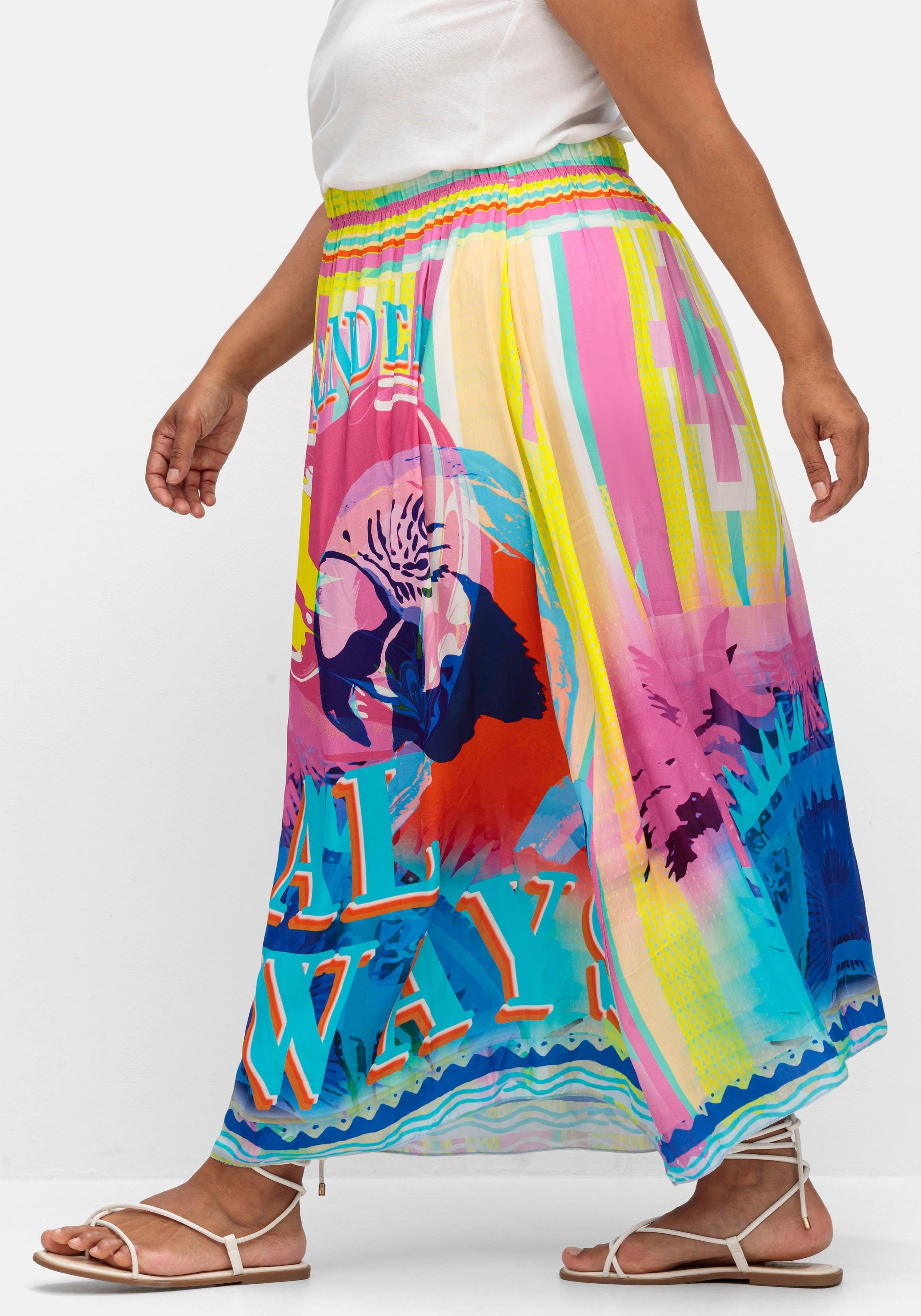 Maxirock aus Viskose, im Multicolor-Muster