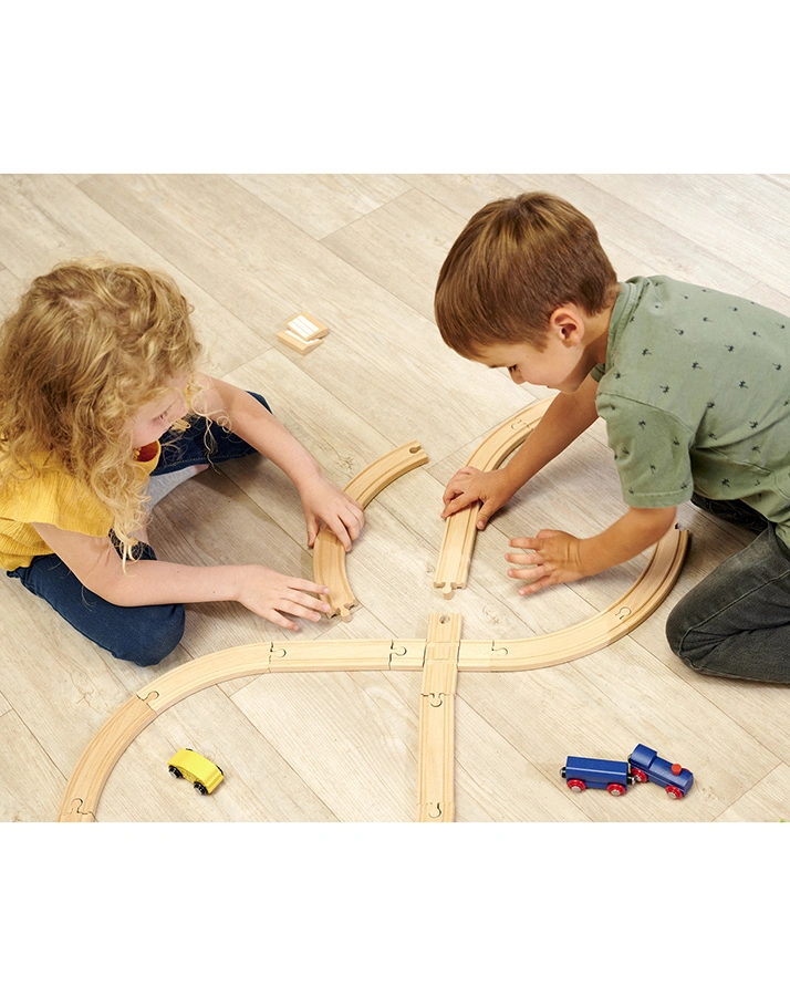 Holz-Eisenbahn-Set ACHTERBAHN 28-teilig