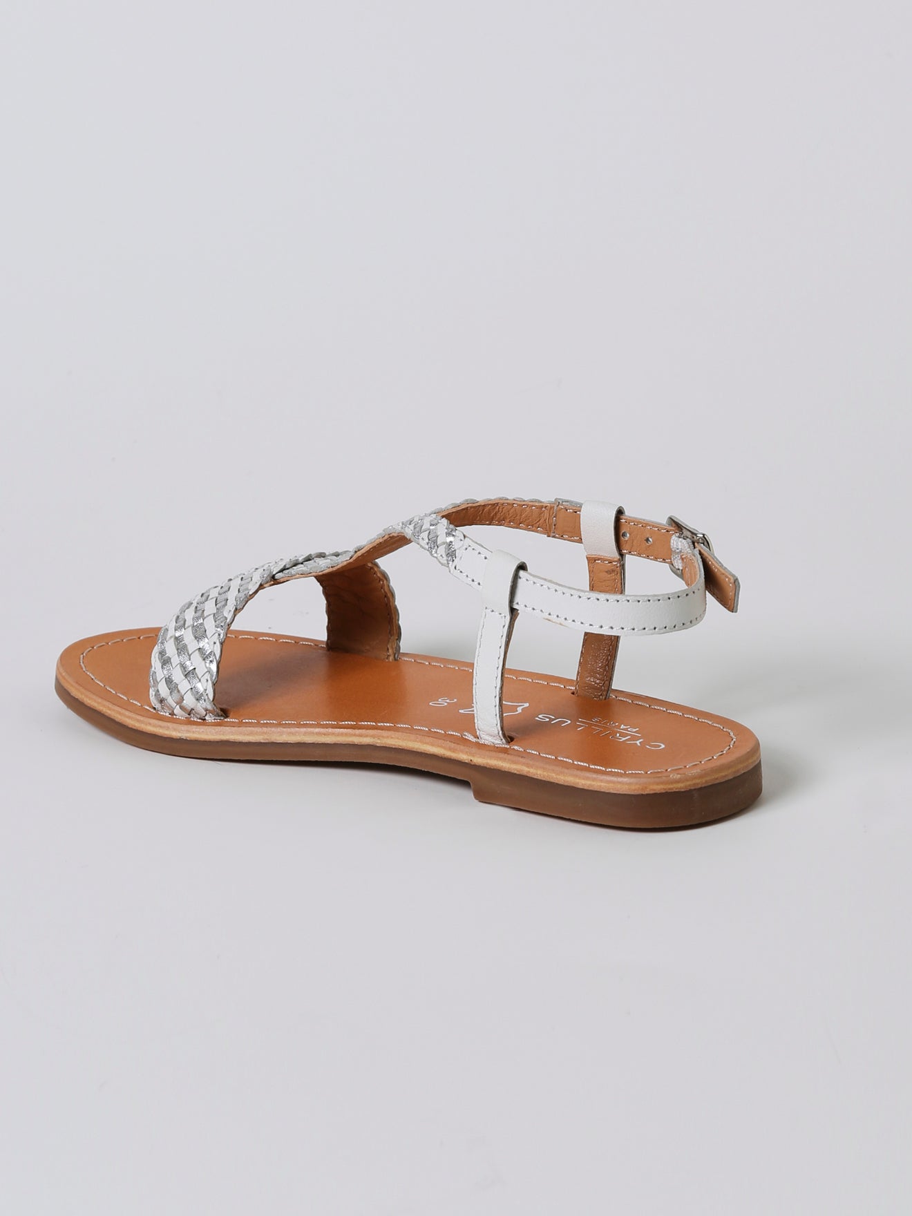 Sandale tressée Fille en cuir