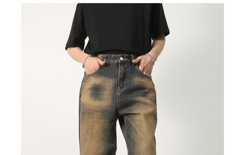 pinkdropper - Mid Rise Washed Wide Leg Jeans