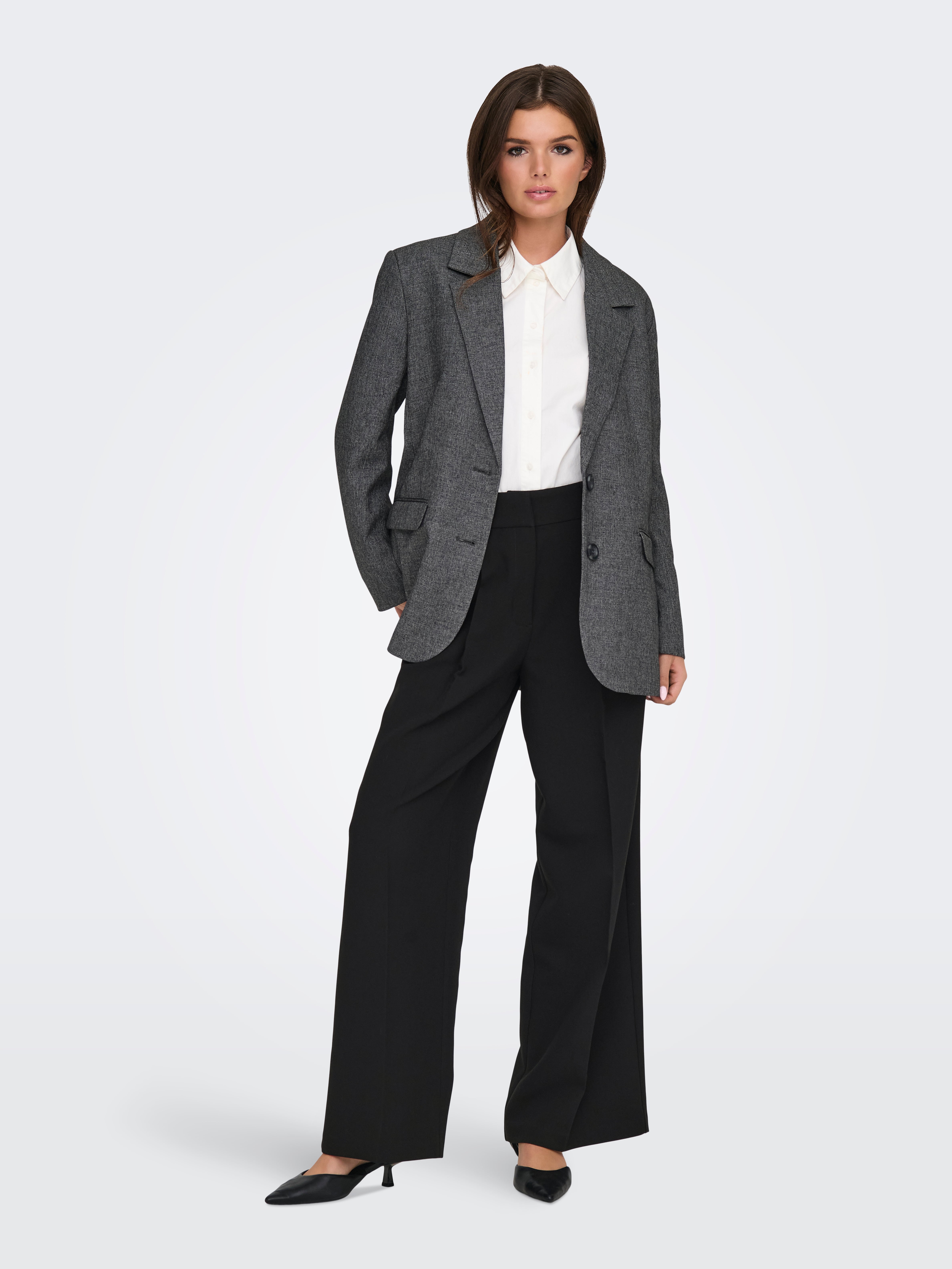 JDYCILLE Hohe Taille Gerade geschnitten Hose Black