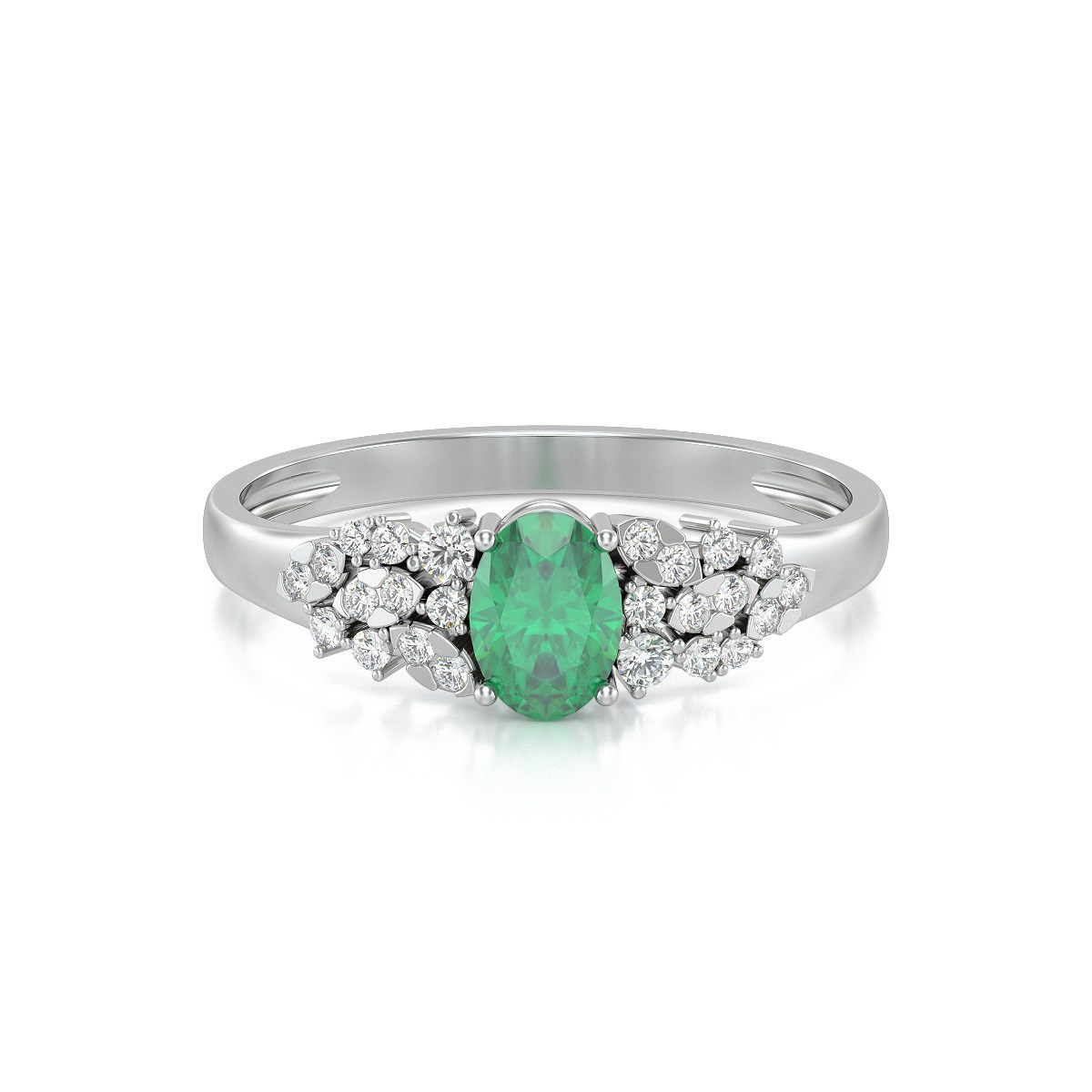 Bague Emeraude et diamants sur Argent 925 2.934grs