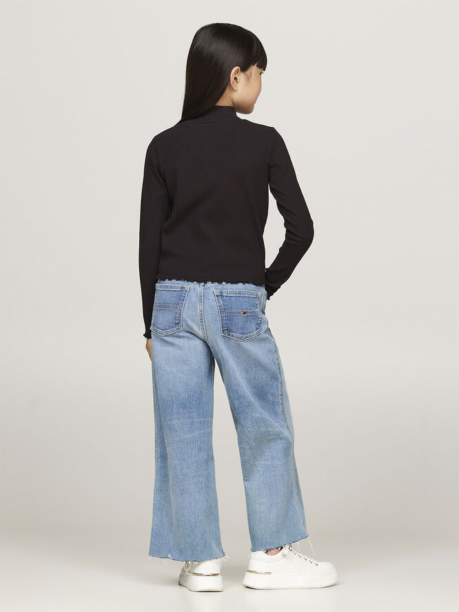 Tommy Hilfiger MOCK NECK RIB TOP LS Black